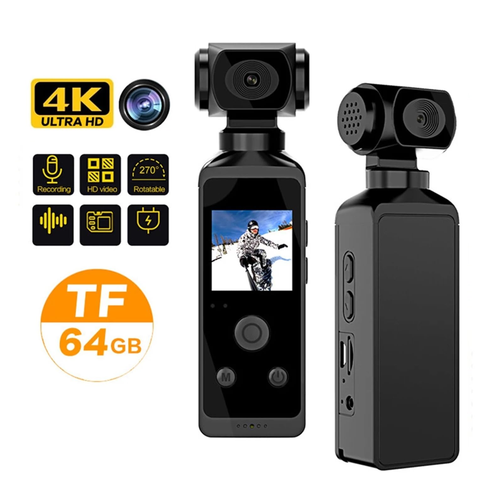 4K WiFi Action HD Camera 270° Girevole Wifi Mini Macchina Fotografica Bici Moto Sport DV Impermeabile Esterna 30m Subacquea