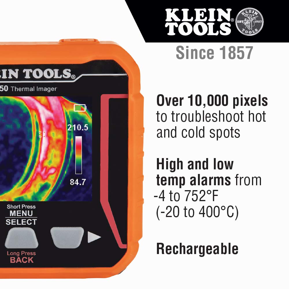 Klein Tools TI250 Rechargeable Thermal Imager, Camera Displays Over