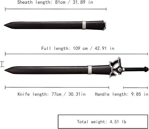 Miniatura 2 de Fort Carbon Steel SAO Sword - Real Metal Handmade Cosplay Kirito Sword - Dark RepulsorBlack ElucidatorBlue Rose