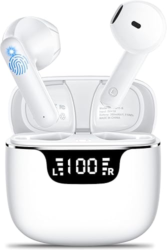 Auriculares inalámbricos Bluetooth 5.0 con batería de larga duración, reproducción de 12 horas y resistentes al sudor