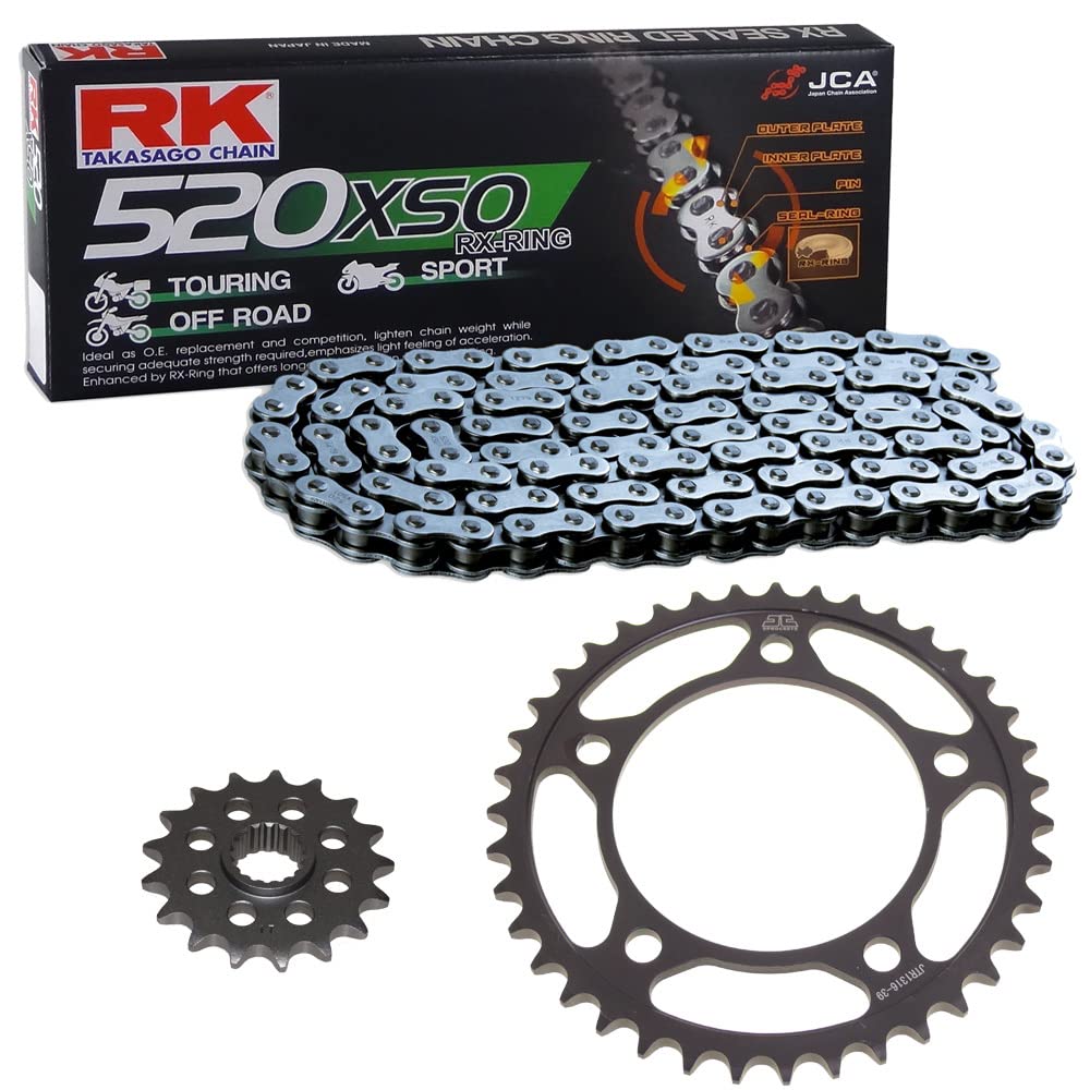 Ensemble chaine Suzuki SFV 650 Gladius 09–15, chaîne RK 520 xso 112, ouvert, 15/46
