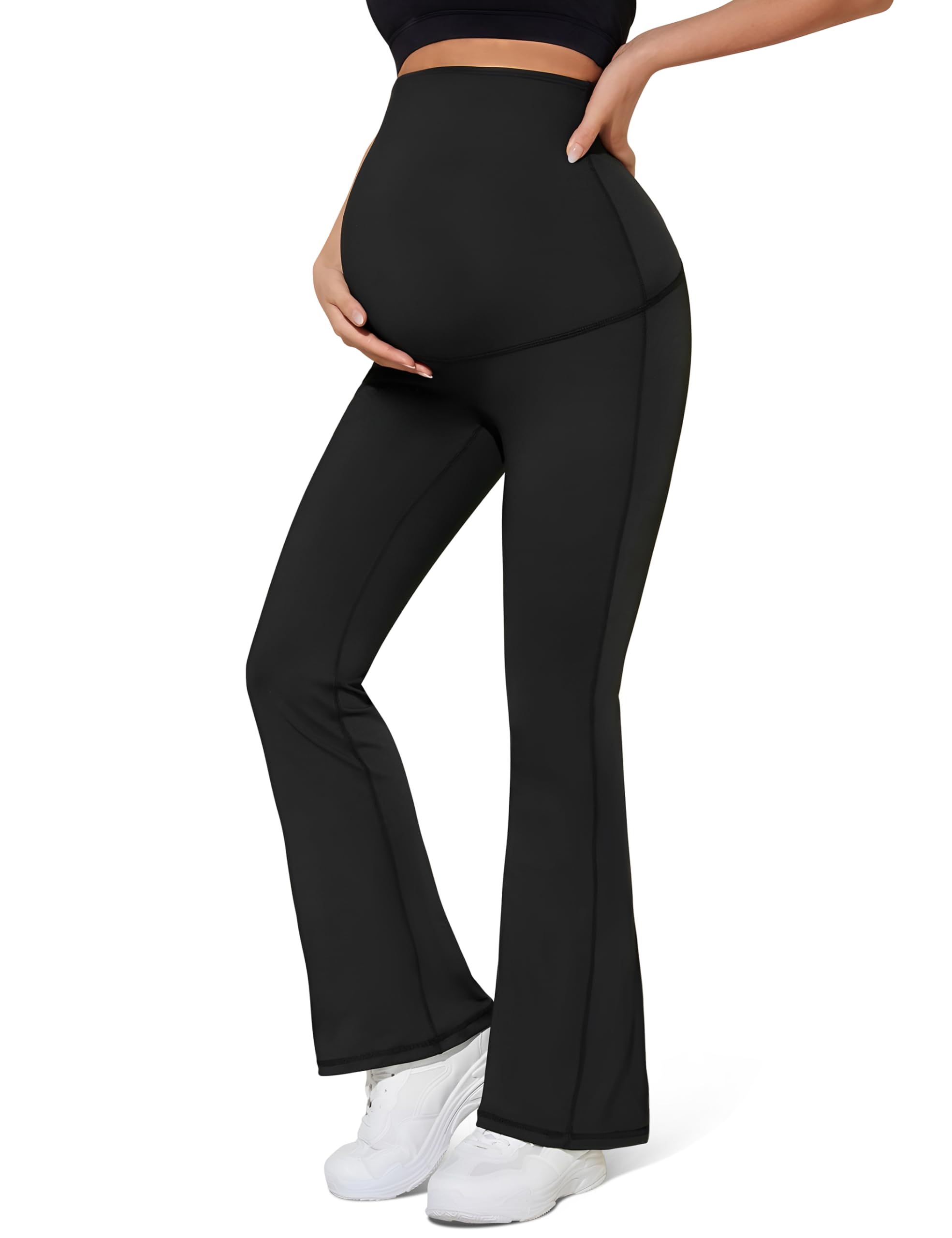 Leggings acampanados de maternidad sobre el vientre, suaves como la mantequilla, pantalones acampanados para embarazo, yoga, casual