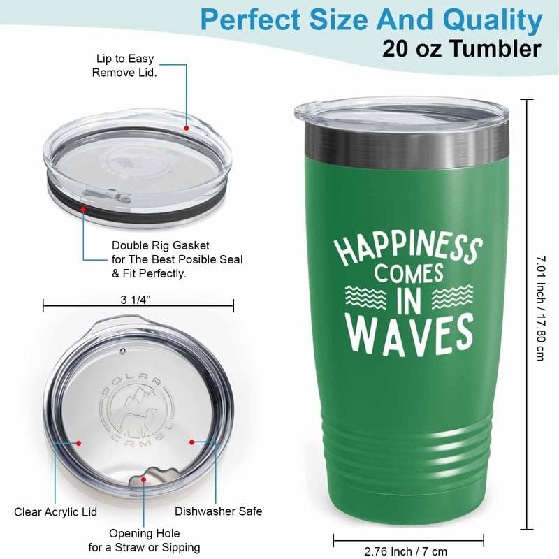 Miniatura 3 de Surfing Green Edition Vaso de 20 onzas – Viene en olas – Regalos para entusiastas del surf, deportes acuáticos, tabla de surf, atletismo,