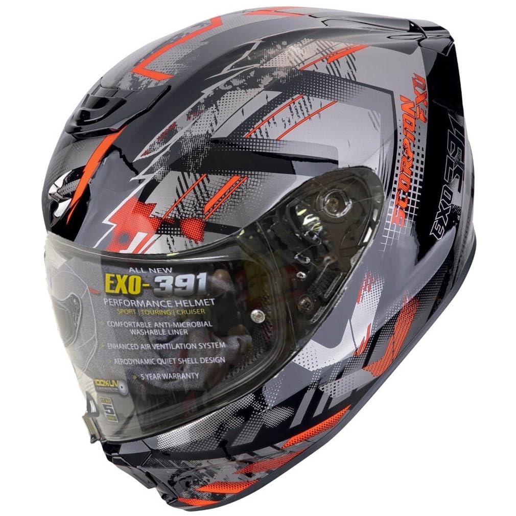 Scorpion Exo-391 Clutter Rojo | Casco de Moto Integral Unisex Hombre y Mujer Homologado ECE 22.06 (M)