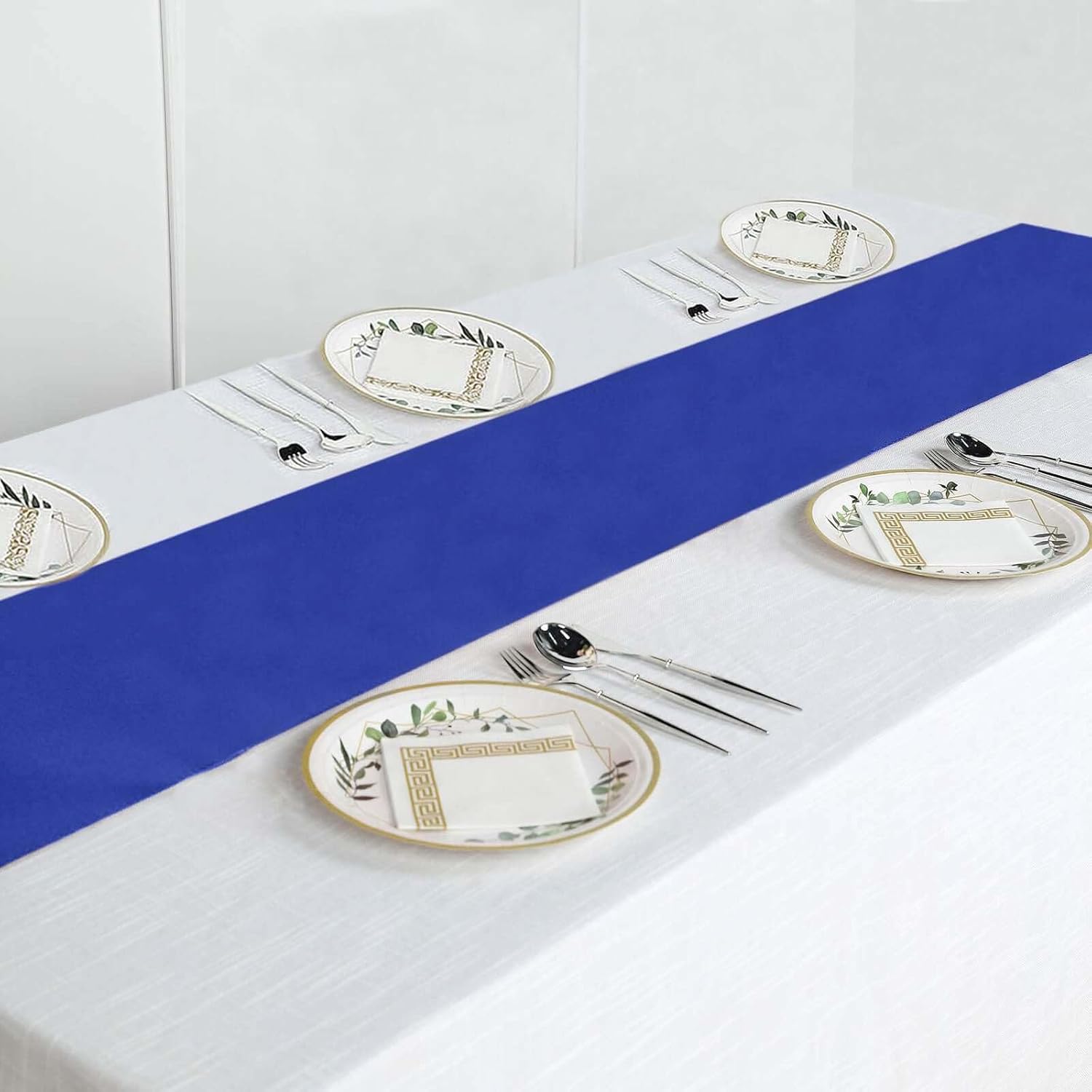 Efavormart Pack of 5 | Royal Blue Premium Polyester Table Top Runner for Weddings Birthday Party Banquets Decor Fit Rectangle and Round Table