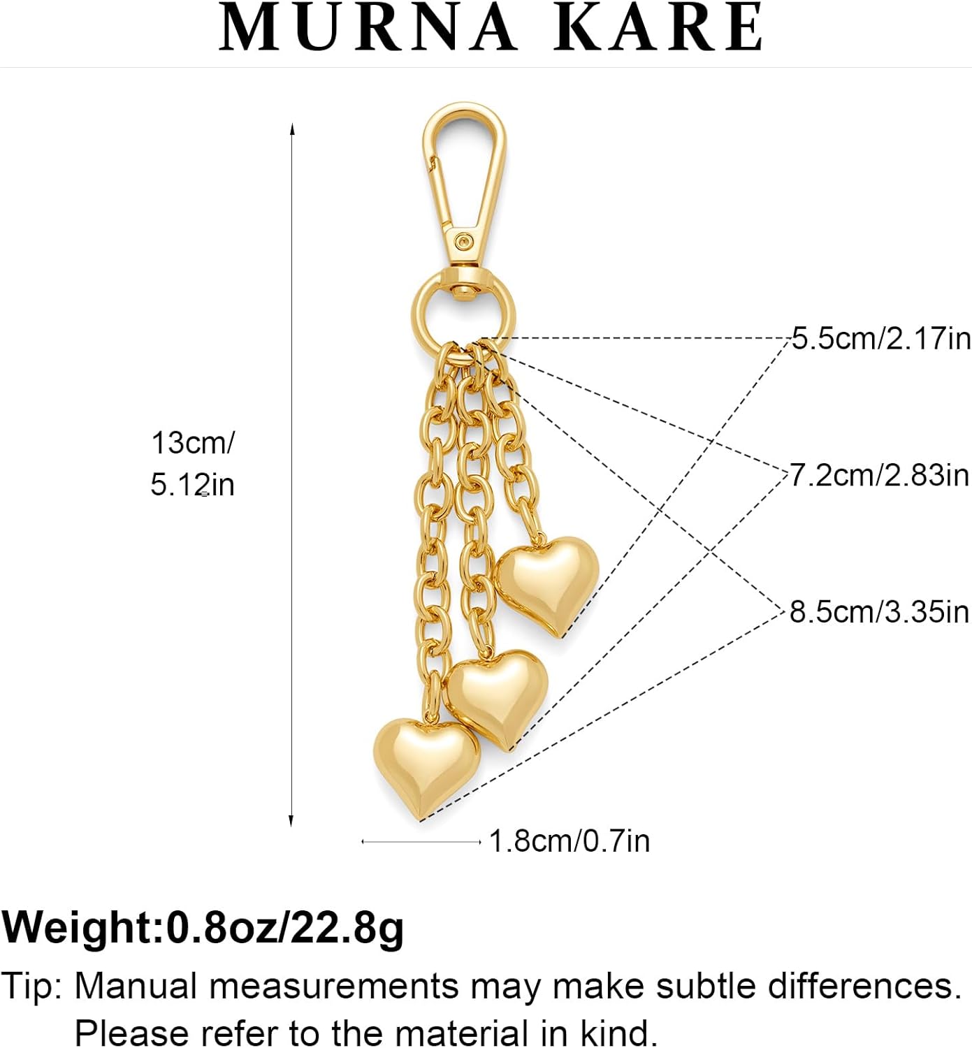 Gold Heart Keychains Accessories for Women - Cute Gold Bag Charms for Handbags/Tote Bags/Purse, Gift for Her - Image 6