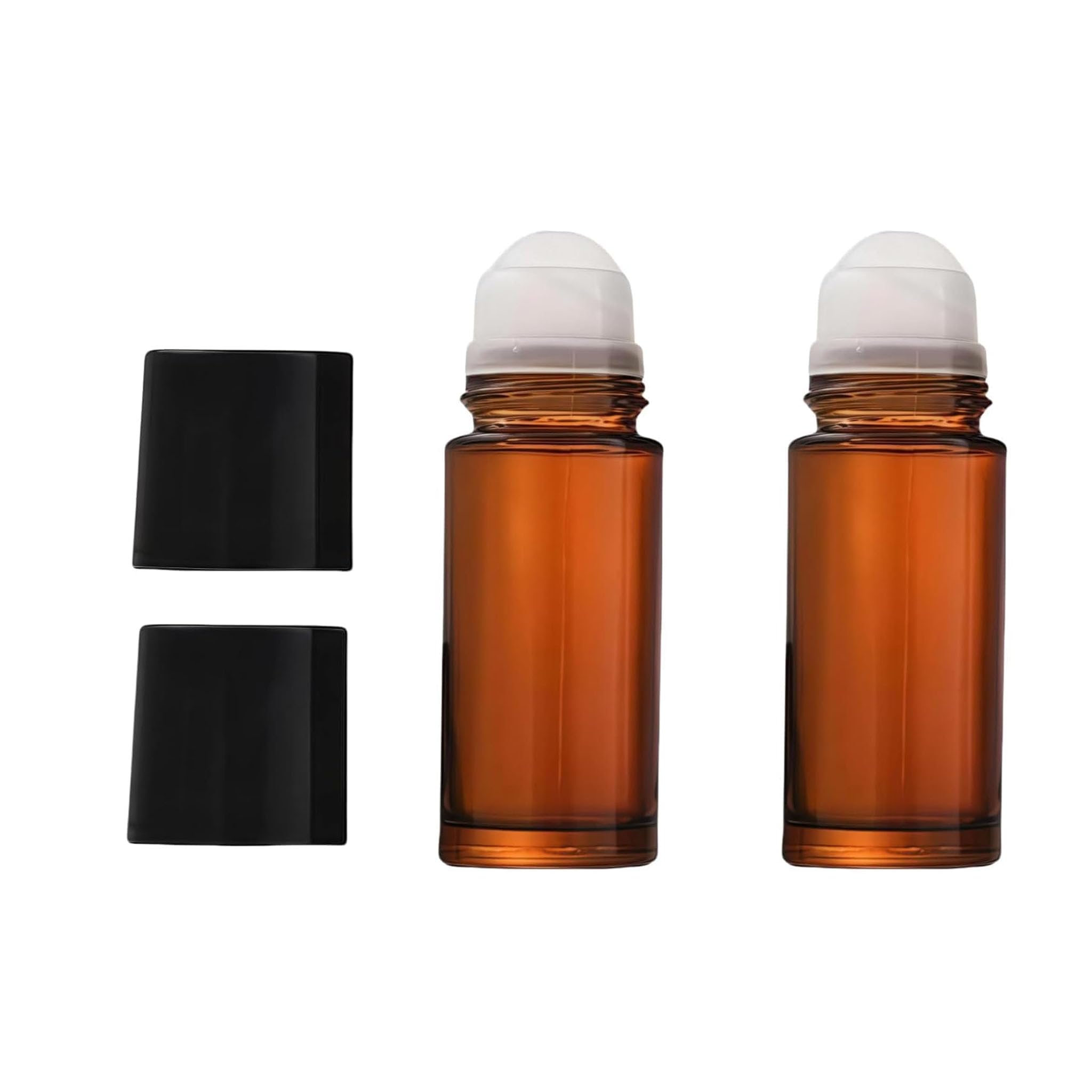 Lot de 2 flacons roulants en verre marron de 30 ml pour huiles essentielles, parfums, flacons à bille rechargeables, déodorants, outils de beauté et de soins personnels pour parfums, cosmétiques