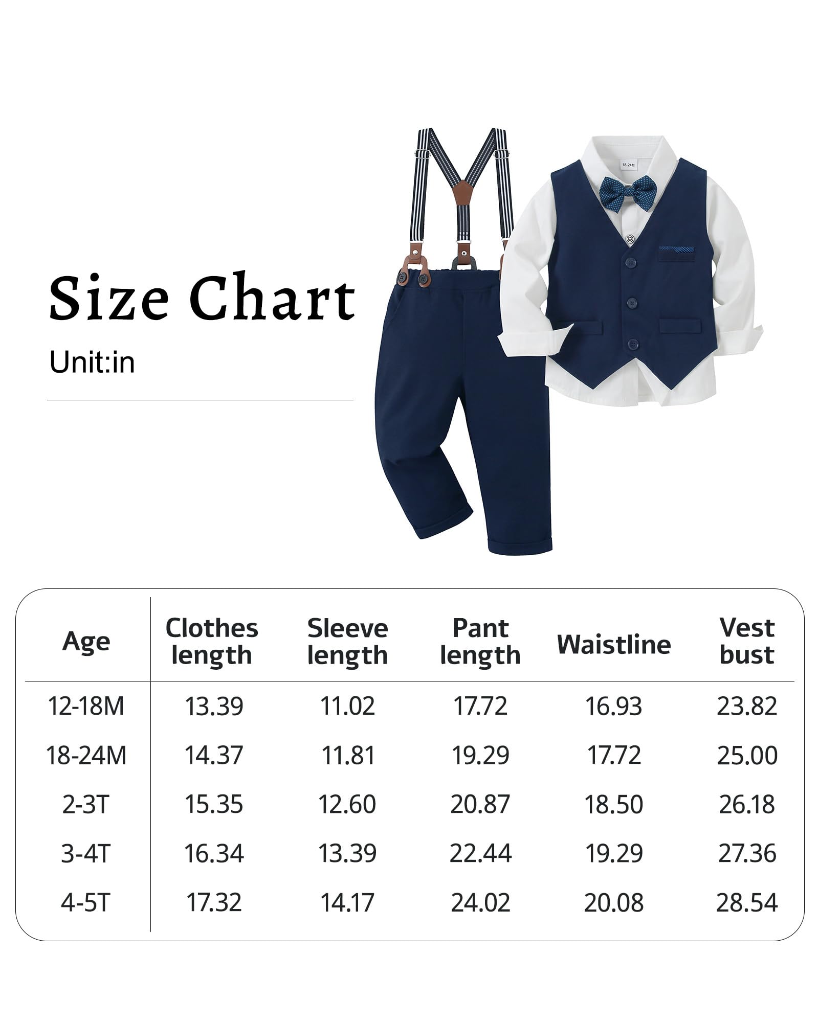 nilikastta Ropa para bebé niño pequeño, traje de boda para caballero, vestido formal, camisa, corbatín, chaleco, pantalones con tirantes, de 1 a 9 años