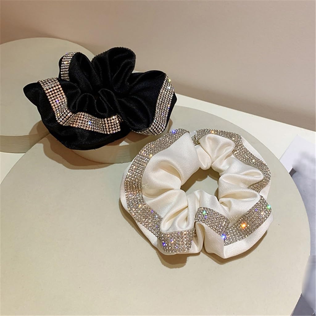 Hair Accessories Sparkling Hot Diamond Edge Satin Circle Temperament Low Ponytail Headdress