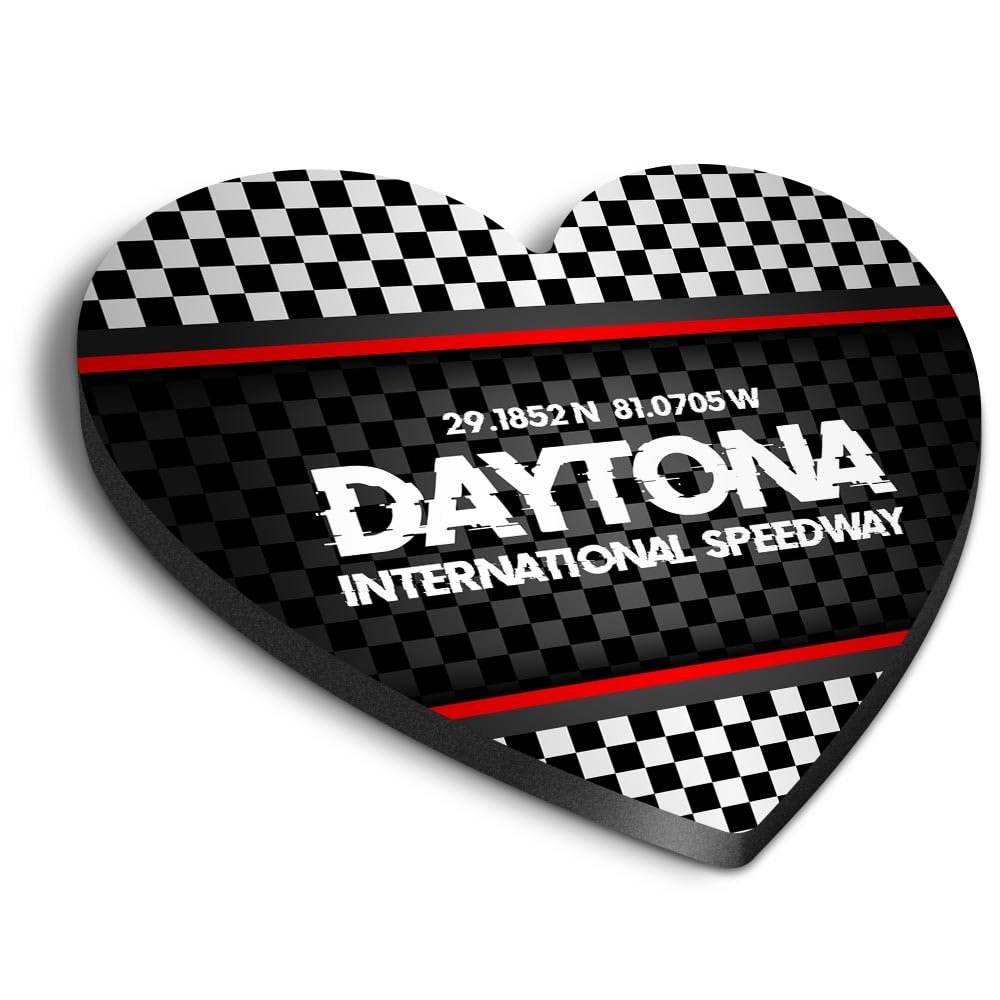 1x Heart MDF Magnet 6cm - Daytona International Speedway Racing - Fridge Locker Office Whiteboard Toolbox #61140