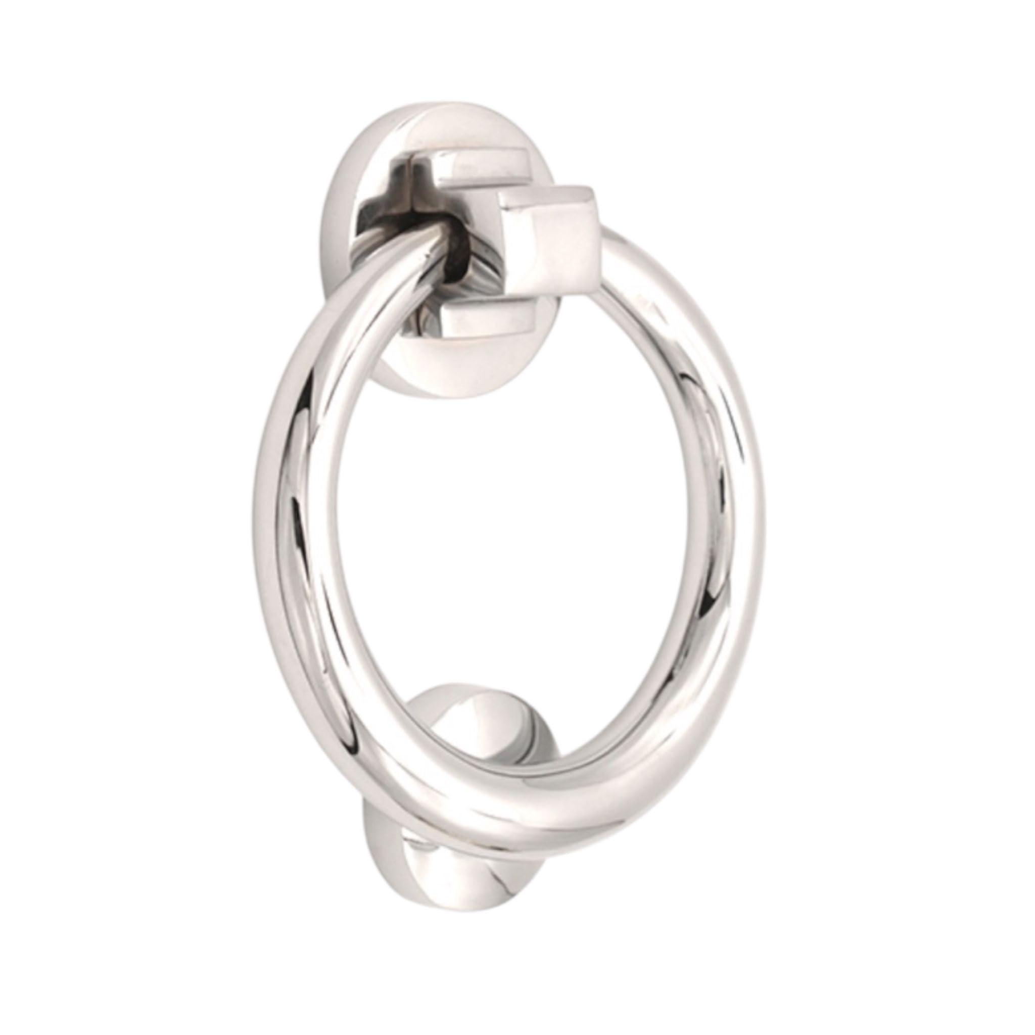Manor Black Round Ring Door Knocker, Polished Chrome, 120 Mm X 110 Mm