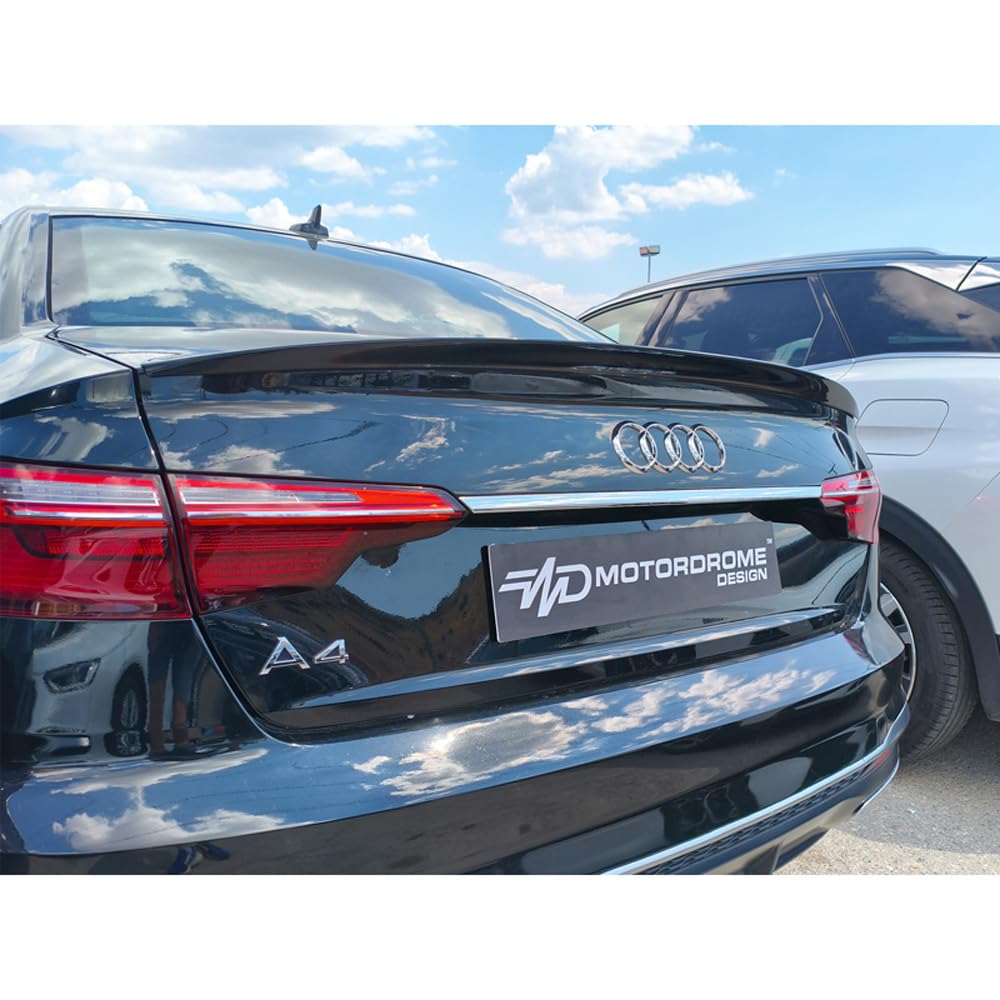 Motordrome Rear Lip Spoiler compatible with Audi A4 B9 Sedan 2015-2024 (PU)