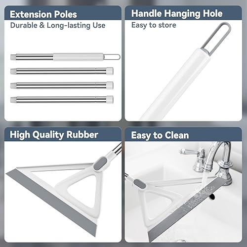Miniatura 6 de Escoba mágica multifunción, escoba de goma de silicona para limpieza de pisos, escoba mágica para sala de estar, cocina, baño, fácil de secar el