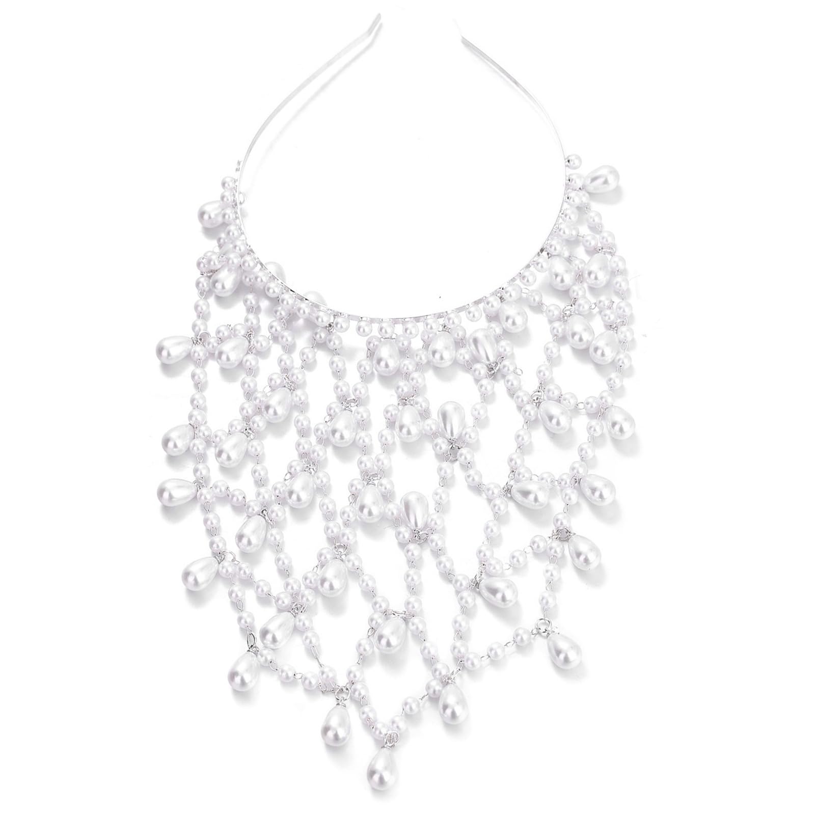 Chaîne de cheveux perles de prestige pour mariée et accessoire de tête de haute coiffure