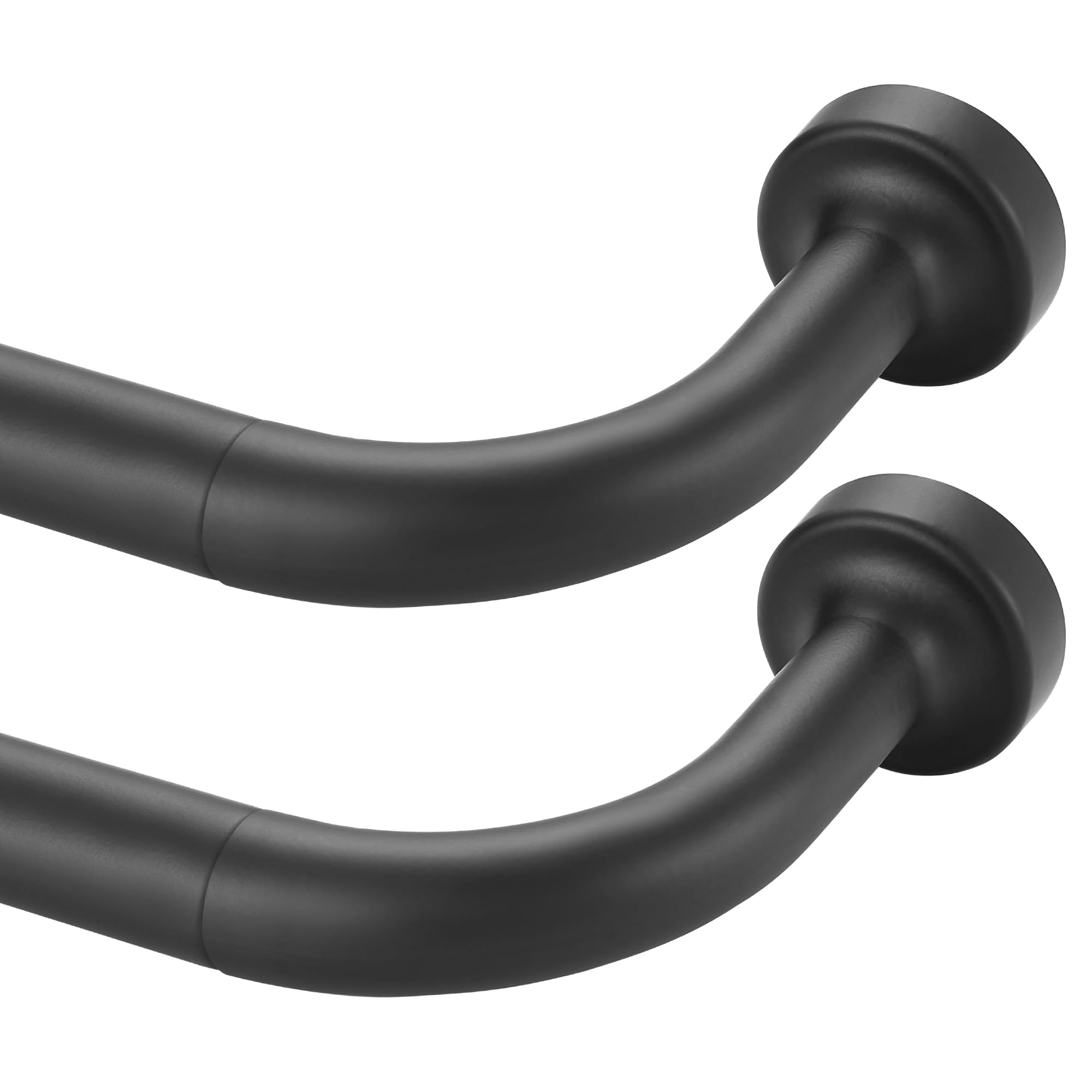 Lwiiom 2 Pack Wrap Around Curtain Rod for Windows 28 to 86 Inch, Internal Splicing 1 Inch Diameter Disc, Adjustable Room Darkening Curtain with Aluminum Finials and Brackets, Black โ image 1