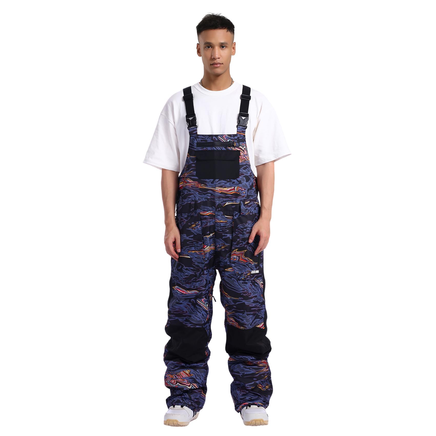 GSOU SNOW Salopette da sci da uomo, con tasche multiple, leggere, impermeabili, antivento, traspiranti, caldi