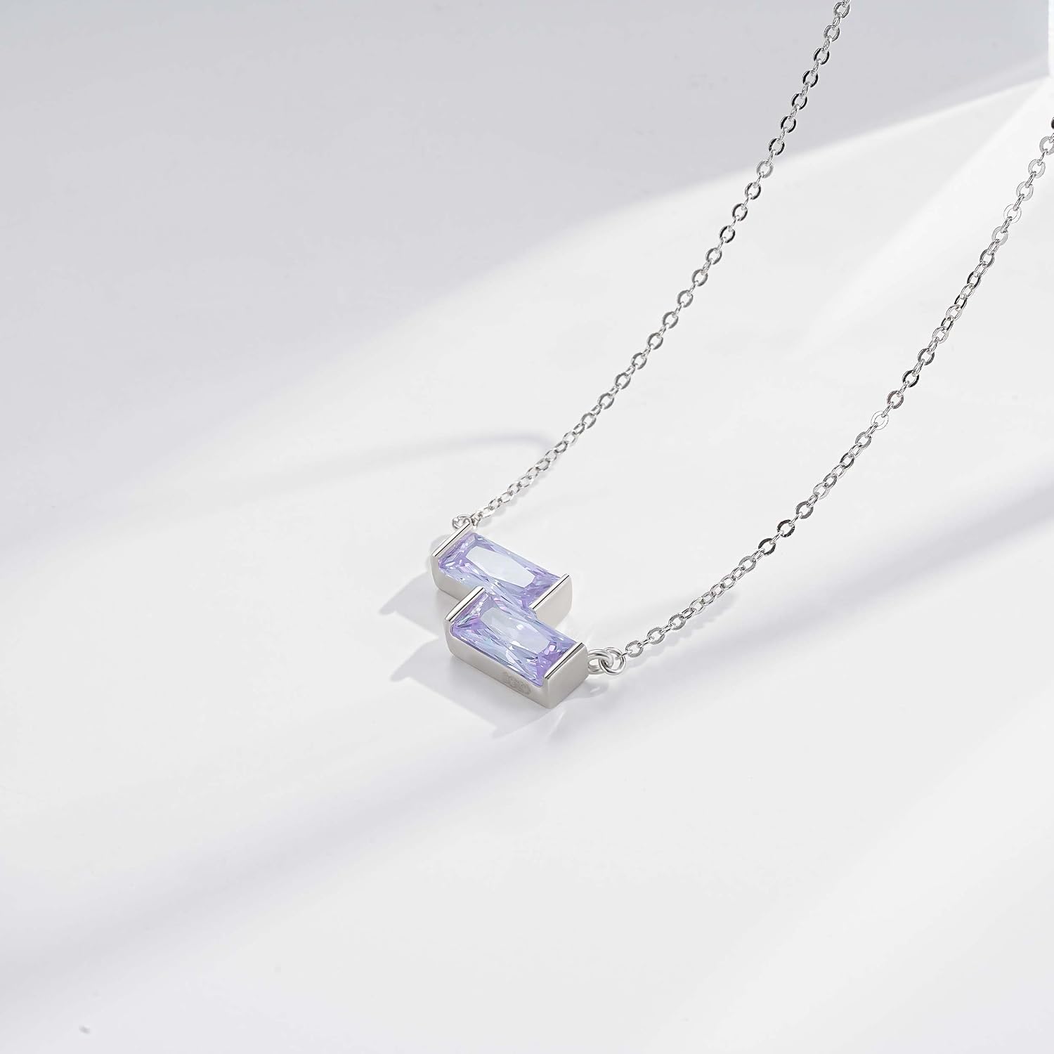Birthstone Necklace for Women- 925 Sterling Silver Double Birthstone Necklaces Zircon Pendant Jewelry Birthday Gifts for Women Mom Friends image 3