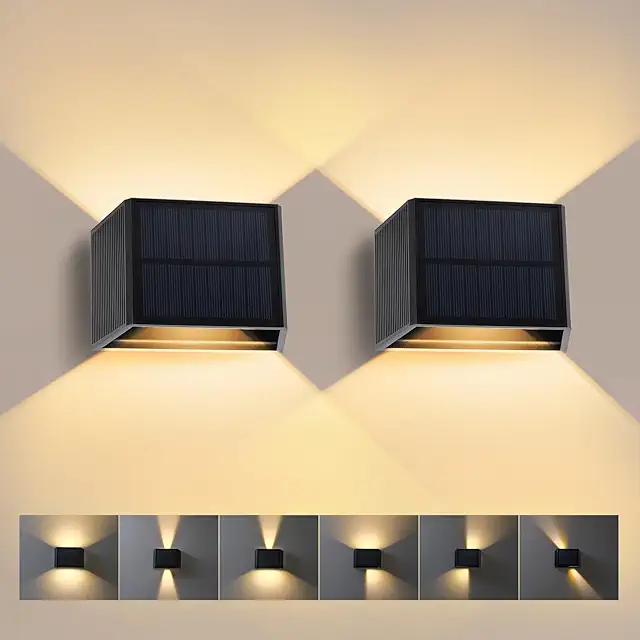 Lámpara Solar Exterior T-SUN 2 Piezas Aplique Cuadrado Negro IP65 Ajustable