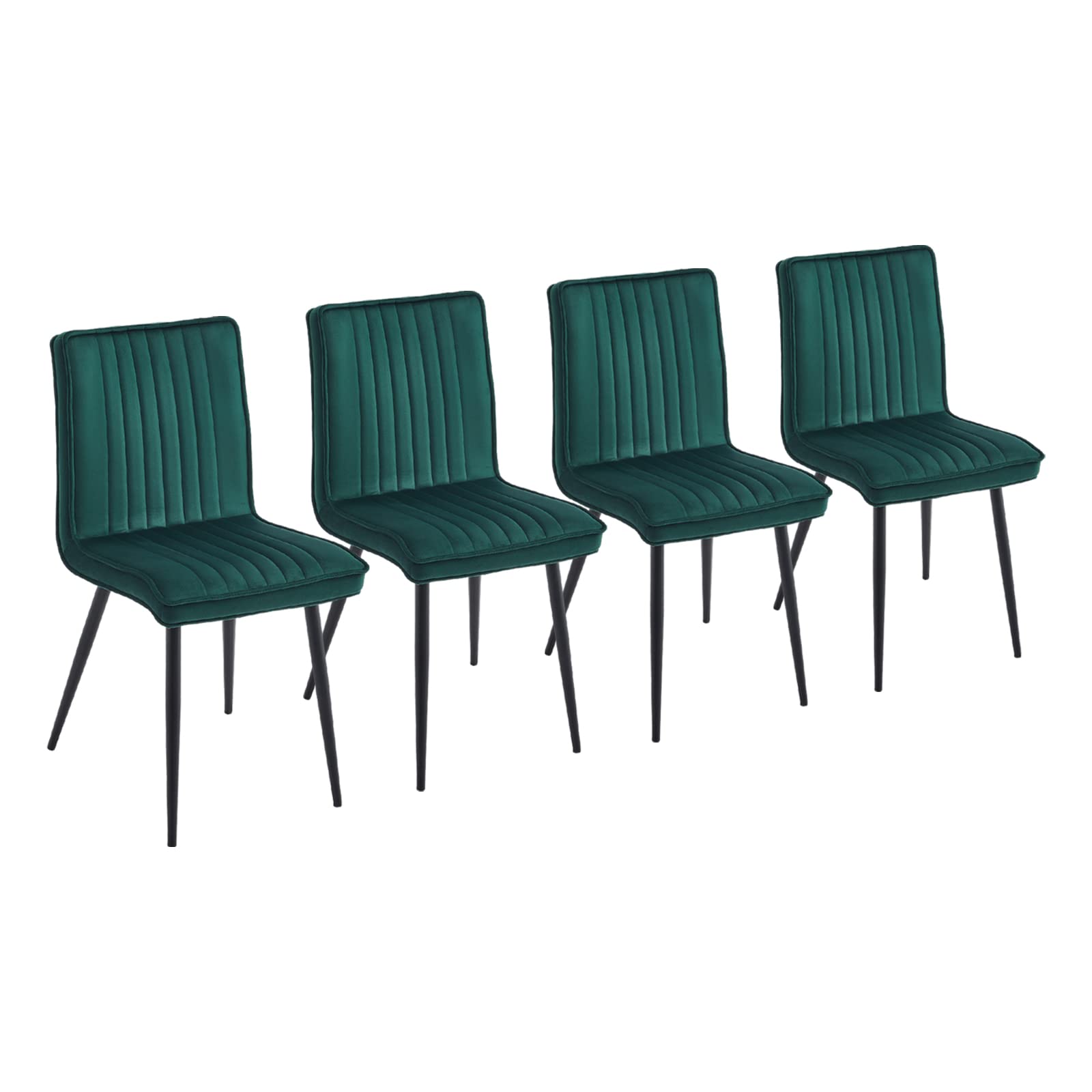 Set di 4 sedie da pranzo in velluto verde – eleganti sedie da bancone da cucina con schienale morbido e robuste gambe in metallo, perfette per casa, ufficio e soggiorno