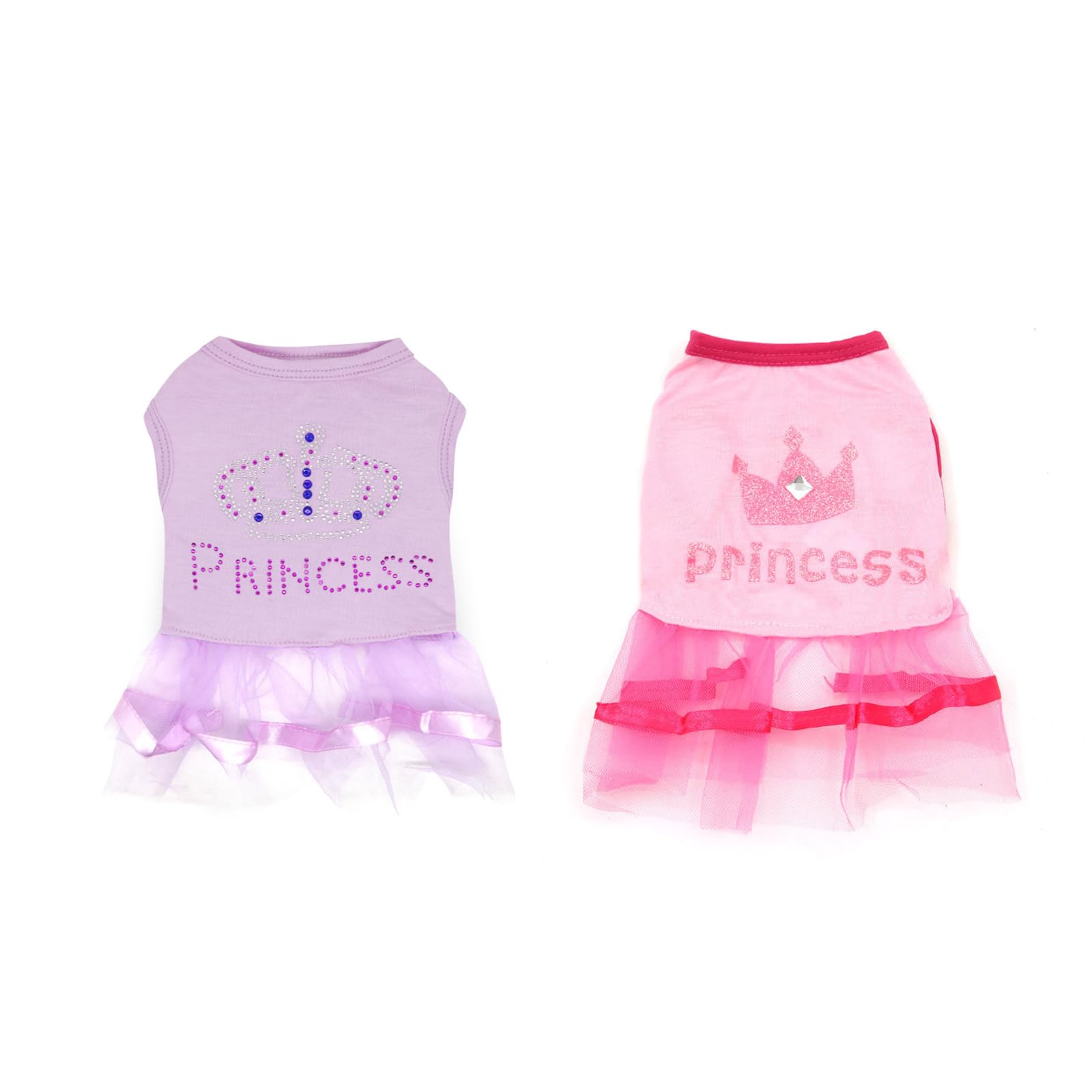 2 Pack Dog Clothes for Small Dogs Girls Cute Princess Puppy Dresses Tutu Pet Dress Outfit Female Dog Dresses Chihuahua Yorkie (XX-Small) (Color 2, XX-Small)
