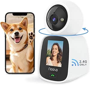 Noorio Two Way Video Calling Camera, 2K One Click Call Pet Camera Indoor with Phone App, 2.4G WiFi Only 360° PTZ Dog Cam with Speaker, CL200 asin的图片