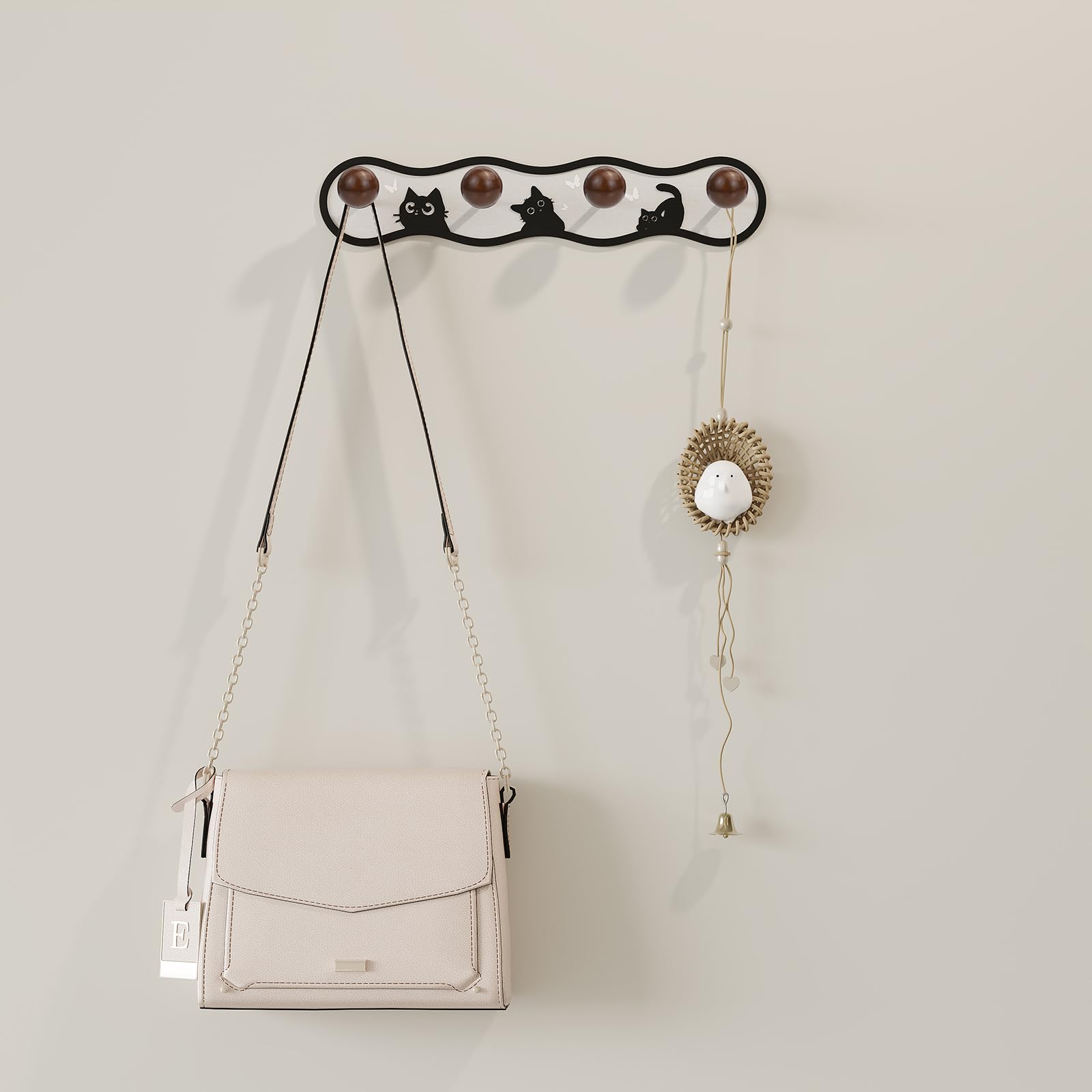 Perchero de pared, bonito perchero de pared con ganchos, soporte de pared de metal para entrada, baño, dormitorio, abrigos, sombreros, ropa
