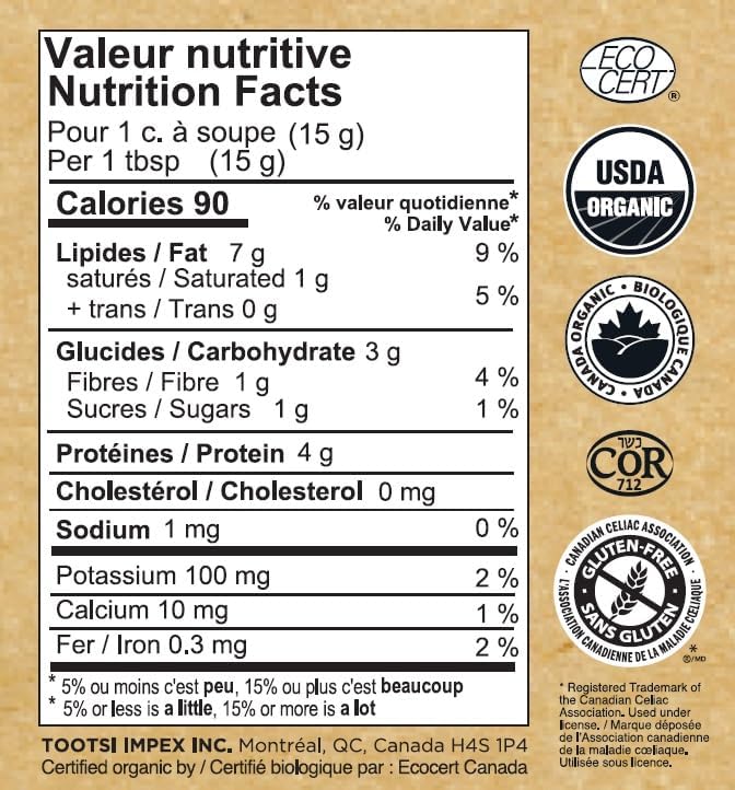 Yupik Organic Peanut Butter, 454 g, Kosher, Gluten-Free, Non-GMO, Vegan, All Natural Creamy Nut Butter, Only Peanuts, No Added Sugar, No Additives, Smooth Spread, Ideal for Snacks & Recipes