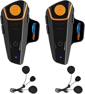 Fodsports Bluetooth Motorrad Gegensprechanlage Motorradhelm Kommunikation Walkie-Talkie Intercom Headset mit 1000m, GPS, F...