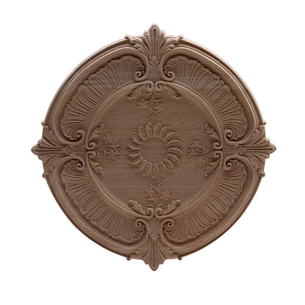 Onlay figurines en bois et grande fleur de coin decorative pour moulure murale antique B175