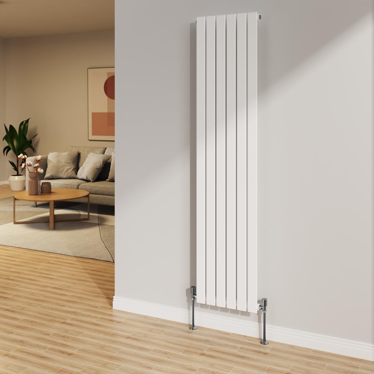 Nrg Gloss White 1800X408mm Radiator Vertical Flat Panel Single Radiator