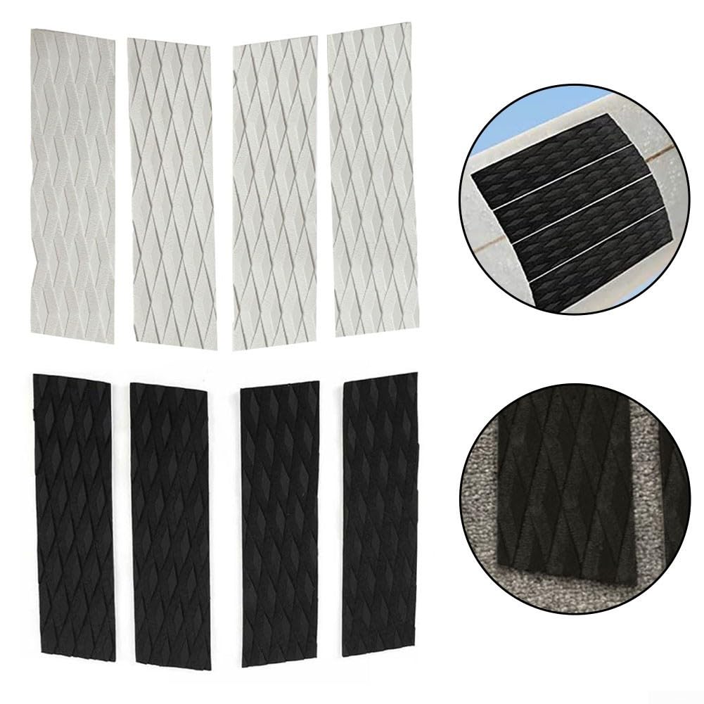 Lot de 4 tapis de planche de surf antidérapants en EVA résistant à l'eau pour une meilleure sécurité sur les planches de surf et longboards (blanc)