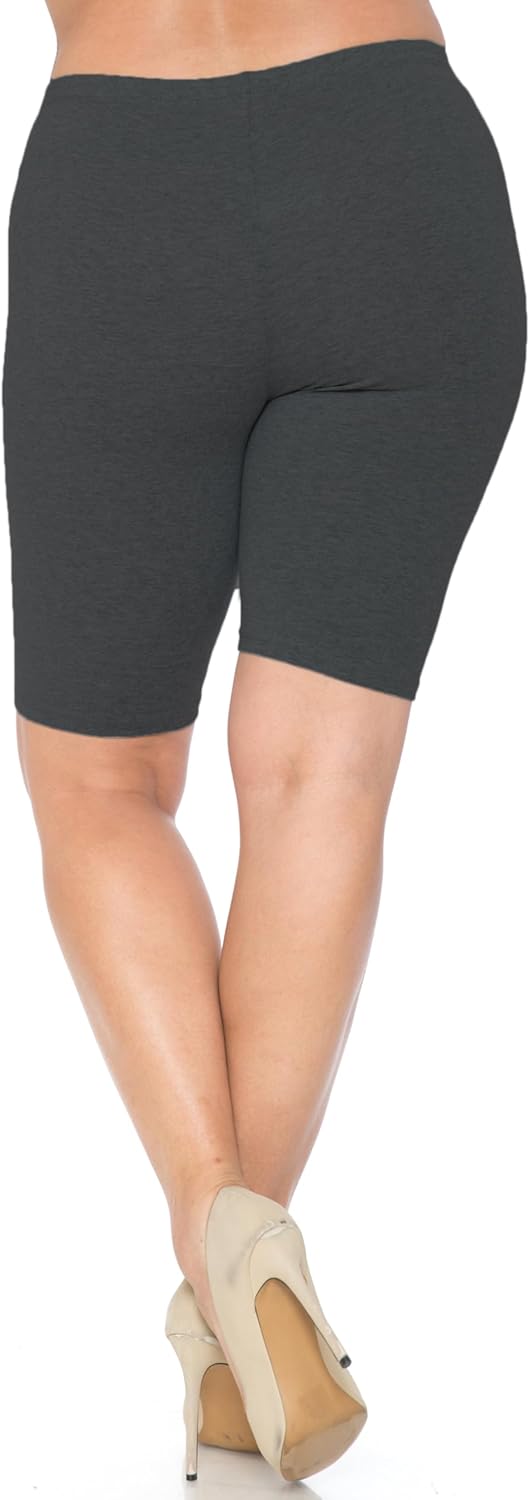 Made in The USA - Women's Plus Size Solid Basic Skin Smoothing Cotton Thigh Shorts - 1XL - 2XL - 3XL - Image 8