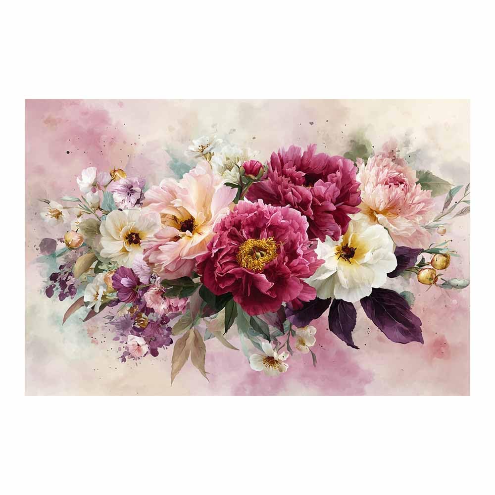 Xeniou Multicolor Flowers Canvas Mixed Peony Floral Bouquet Canvas Wall Art, For Living Room Bedroom Restaurant Home Office Wall Decoration(Multicolor)-80X120cm Unframed