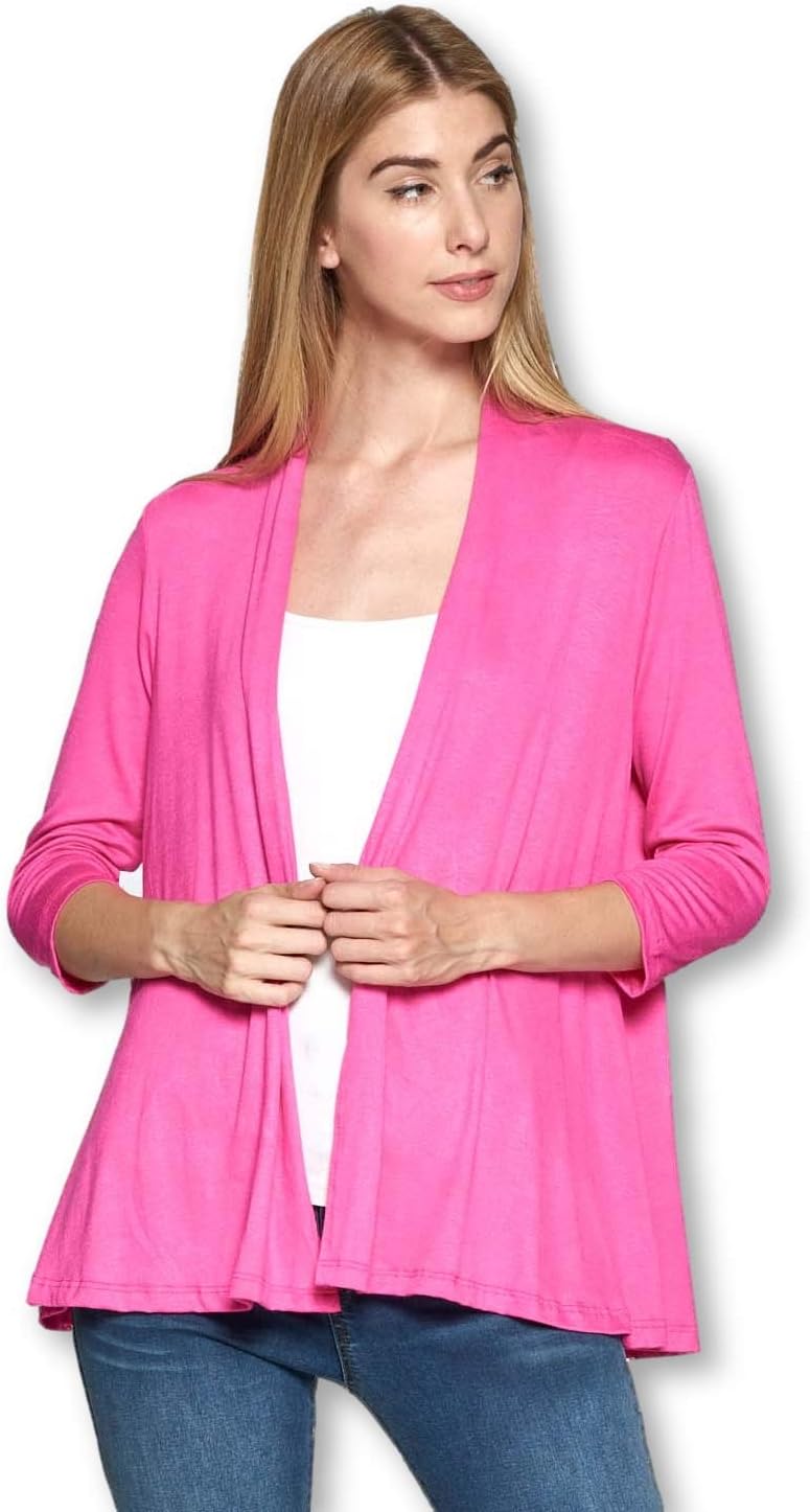 Women's 3/4 Sleeve Extra Soft Open Front Casual Flowy Viscose Made from Bamboo Cardigan - Image 2