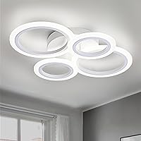 Vista 16 de Vikaey Lámpara de Techo LED Moderna de Montaje al Ras, 6 Anillos Blancos Lámpara de Techo Cerca del Techo, Lámpara de Iluminación para Sala de Estar
