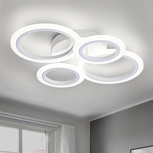 Miniatura 8 de Vikaey Lámpara de techo LED moderna de montaje empotrado, 6 anillos LED dorado cerca de la lámpara de techo, lámpara de techo para cocina, sala de