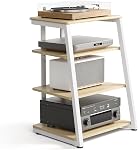 FITUEYES 4-Tier AV Support médias Audio Cabinet composant divertissement Stand en bois Stéréo Hi-Fi rack avec étagères réglables en hauteur pour le jeu Consoles/ps4, Eiffel Series