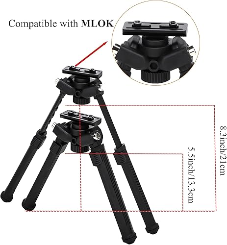 Miniatura 4 de Bípodes para rifles Bípodes portátiles al aire libre rápidos con una sola mano ajustes con giro de 360