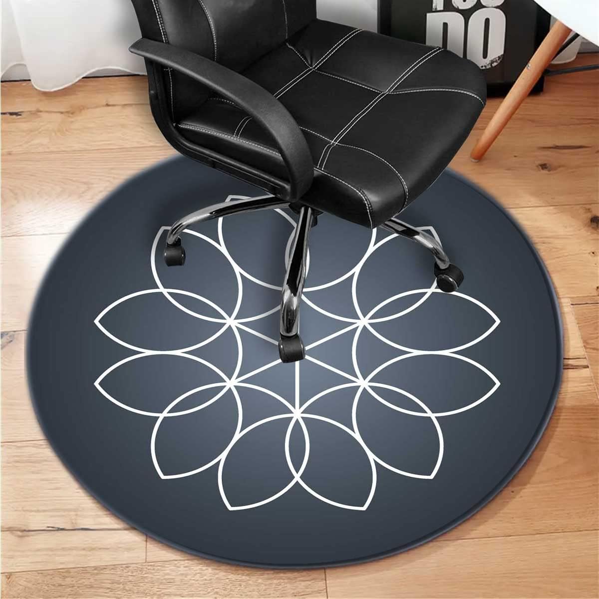 Dark Grey Desk Chair Mat Geometry Line Drawing Chair