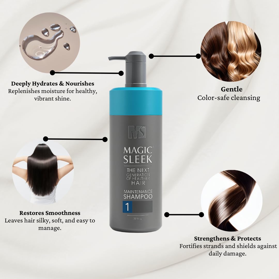 MagicSleek Hydrating Shampoo | Moisturizing & Cleansing | Color-Safe | All Hair Types | Coconut Oil | Frizz Control | Sulfate & Paraben Free | For Dry Scalp | Daily Routine | 33.2 oz