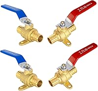 Vista 9 de Paquete de 2 válvulas de cierre PEX de 1/2 pulgada, válvulas de bola de puerto completo de giro de 1/4 pulgada, válvula de cierre de agua fría