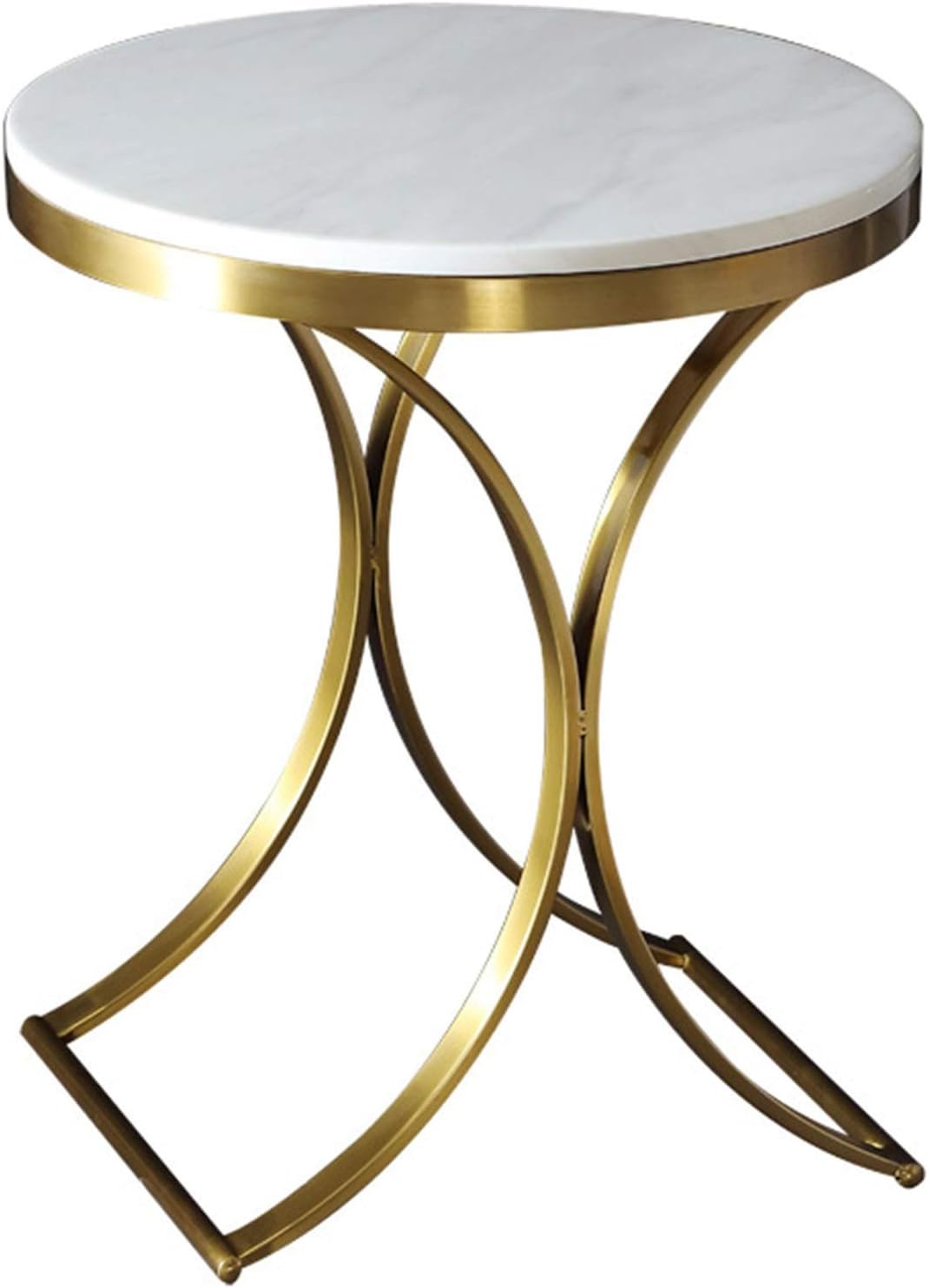 Gyang モダンなラウンドエンドテーブル ゴールドメタルフレーム大理石テクスチャトップ防水屋外 屋内サイドテーブルリビングルーム用ナイトスタンド50x58cm サイドテーブル Www Qbusinessmagazine Com