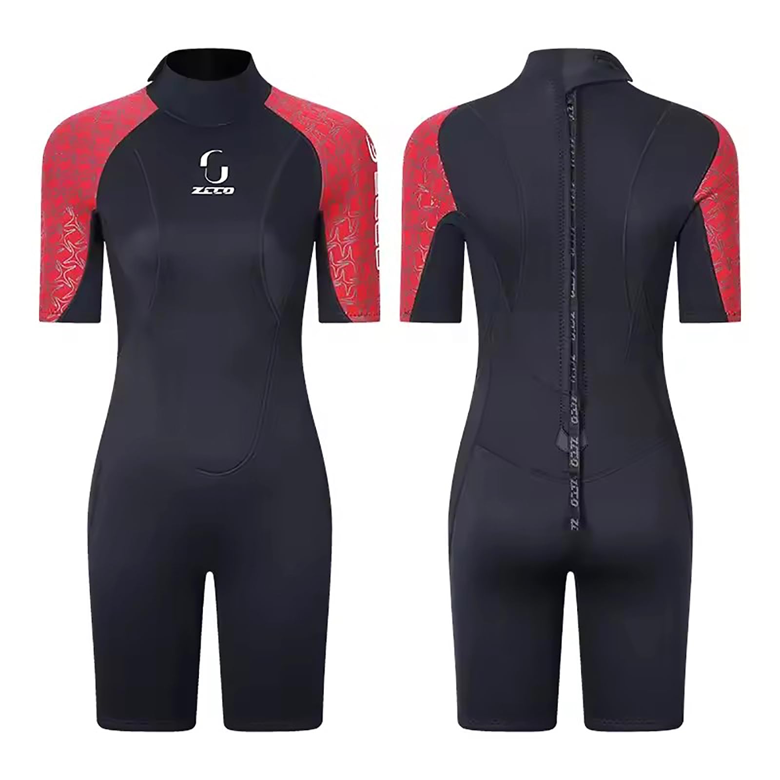WYYHAA 3Mm Neoprene Short Sleeves Wetsuits, Back Zip Surf Suit Rash Guards Warm Diving Suit for Men, Women Snorkeling Scuba,Women1,S