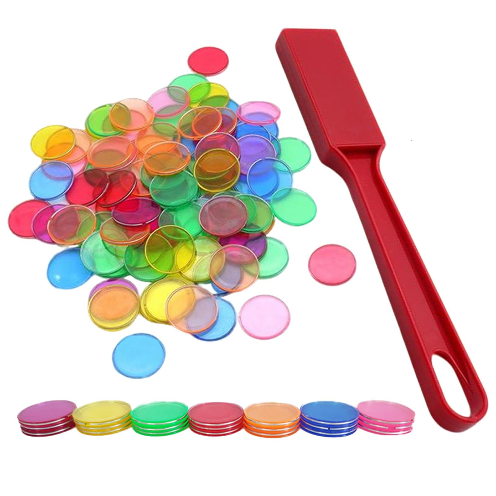 1 Bastón Bastón Magnético 100 Plástico Fichas de Bingo,Varitas Magnéticas Juego Bingo 17mm Cartones para Contar Fichas Escolares y de Juego