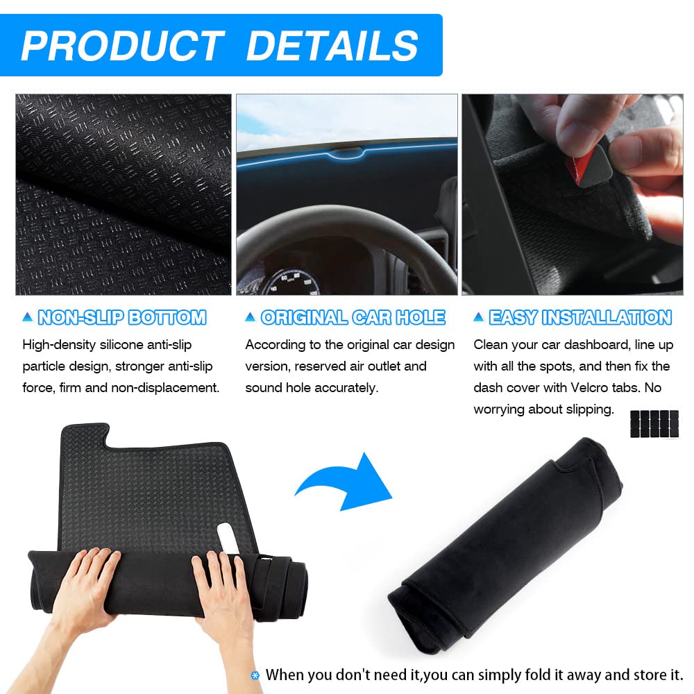 Tapis De Tableau De Bord En Silicone Noir Pour Ford Bronco 2021-2024 – Antidérapant Et Anti-rayures - 6