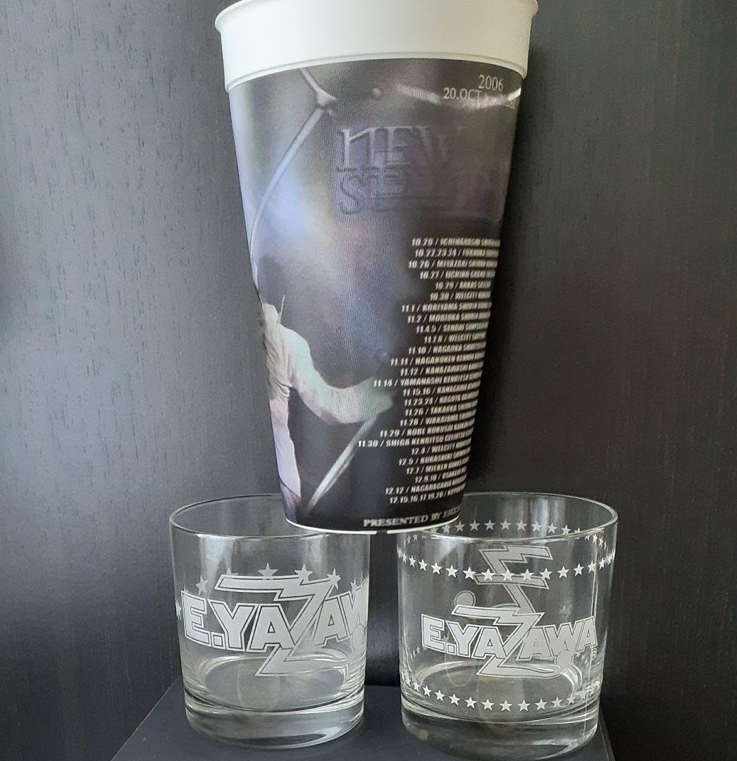 矢沢永吉超レア貴重E.YAZAWAクリスタルロックグラス 2個セット