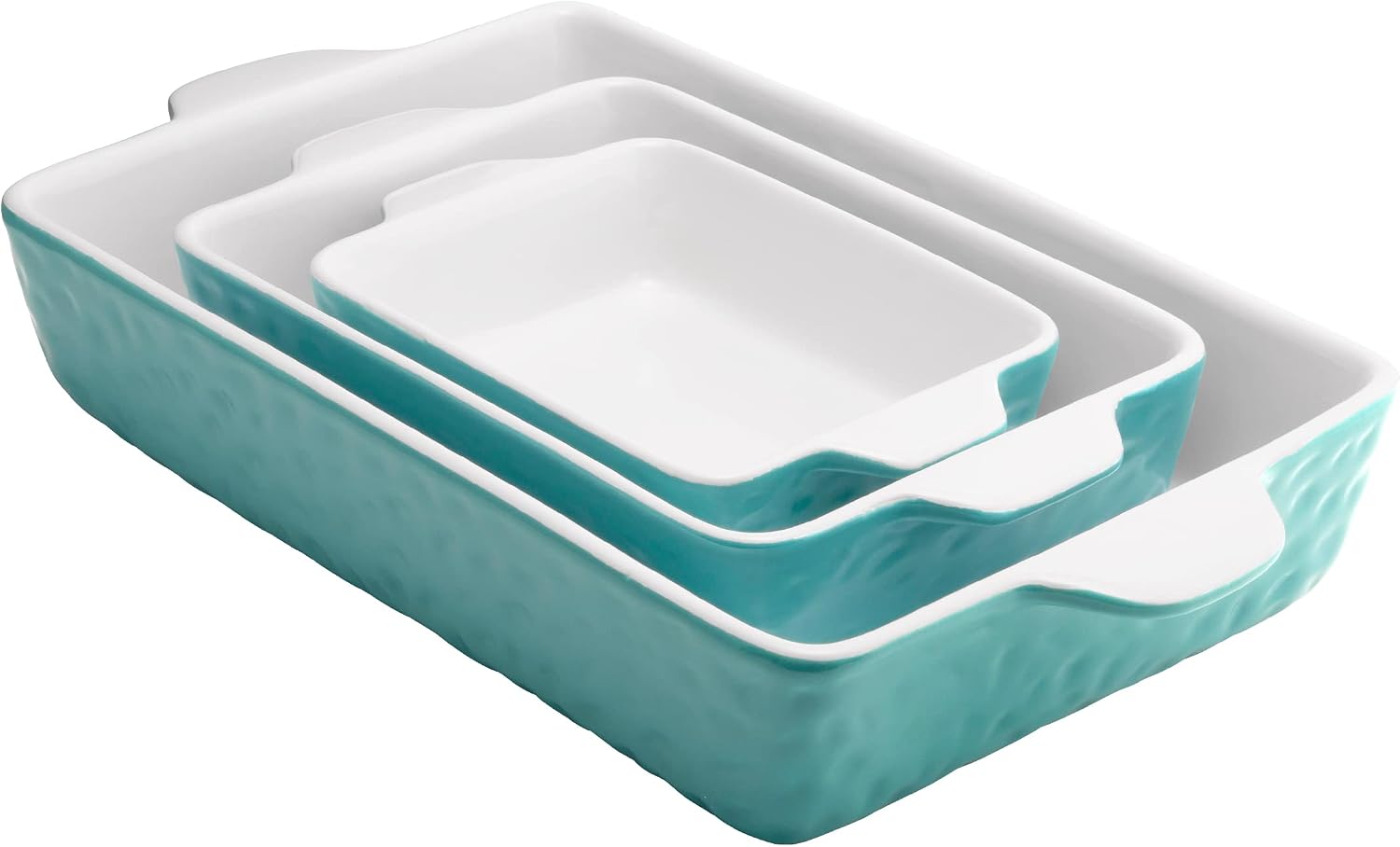 Nonstick Ceramic Baking Dish Set, Oven Microwave/Dishwasher Safe Rectangular Baking Pans, Aqua Color