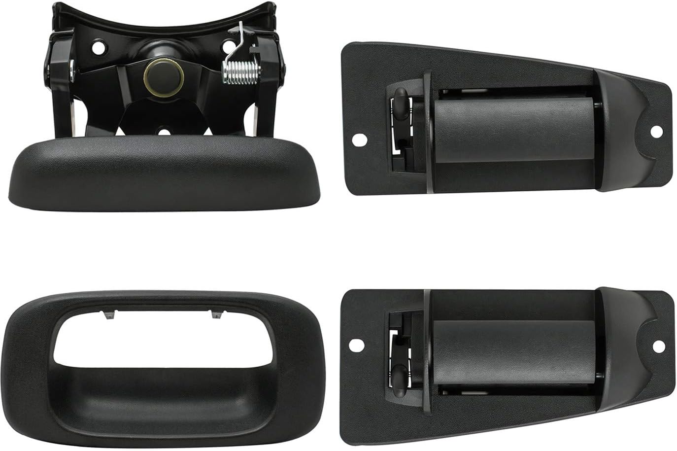 Compatible with 99-06 Silverado/Sierra 07 Classic Body Extended Cab w/Half Size 4pcs Left+Right Rear 3rd Side Doors+Tailgate Handle w/Bezel/Cover Rear Doors Replacement Kit Textured Black