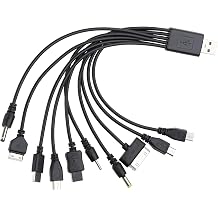 Universal 10 in 1 Charging Cable - 20CM/7.87in USB Data Cable with Multiple Phone Adapters
