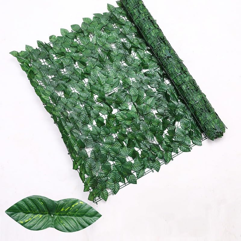Artificial Ivy Fence Screening, Fence Artificial Leaf Green Hedge Roll,Privacy Fencing Ivy Screen Panel,Leaf Trellis Decking for Balcony, Wall Decoration (Color Printed Green Ivy Leaves, 0.5 * 3M)